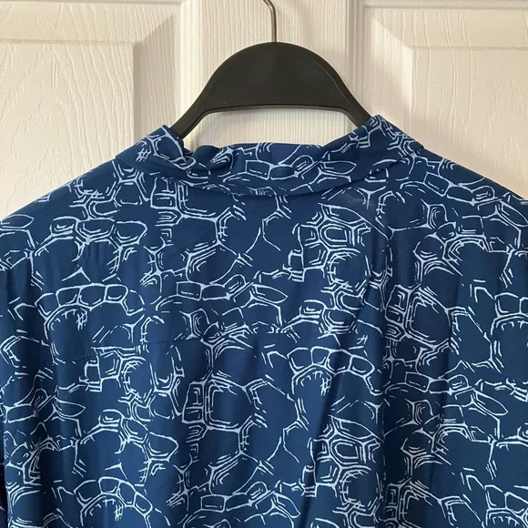 NWT Uniqlo Men's Blue Patterned Short-sleeved Button-down Shirt XL - Picture 4 of 9